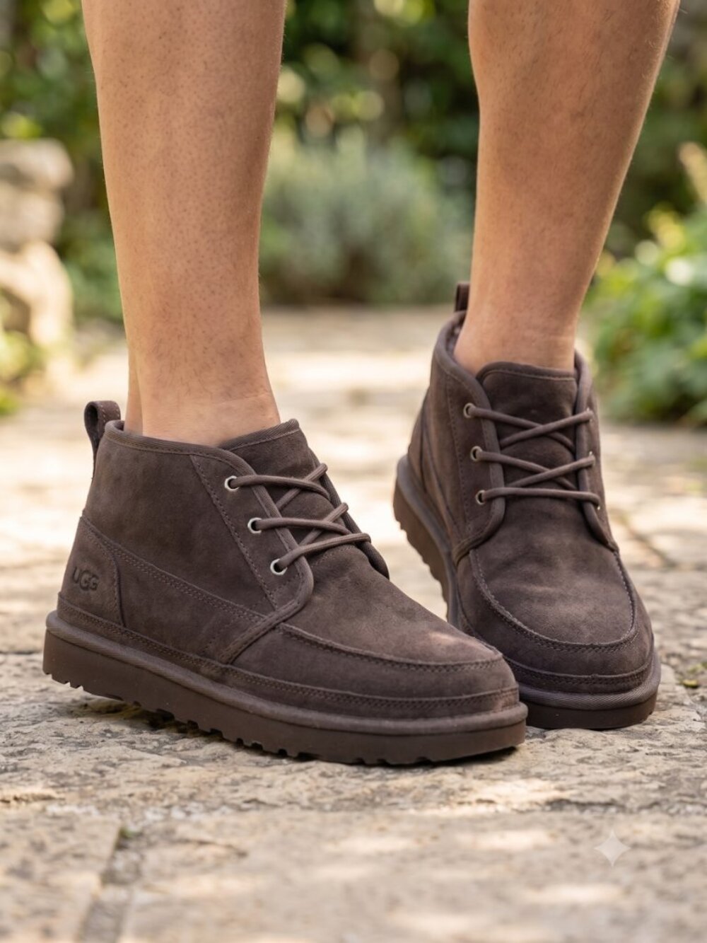 Ugg Neumel hickory moc brown suede shearling boots
